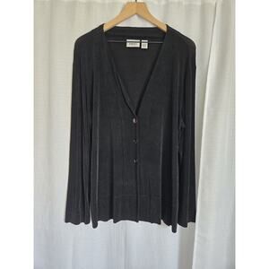 Chicos Travelers Women XL Vintage Black Slinky Cardigan Size 3 Wrinkle Resistant